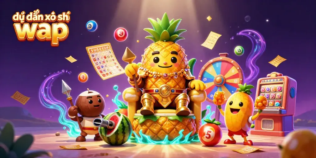 Engage with dự đoán xổ số wap, a lively 3D illustration featuring lottery characters amidst colorful elements.