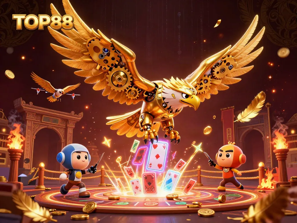 Experience the thrill of TOP88 with vibrant casino elements and dynamic characters.
