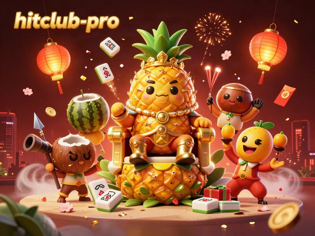 Experience vibrant gaming with hitclub-pro's animated characters and festive casino elements in a dazzling scene.