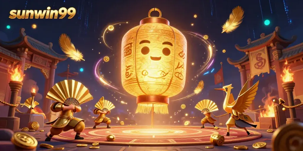 Engage with sunwin99 in this vibrant casino night scene featuring dynamic characters and golden elements.