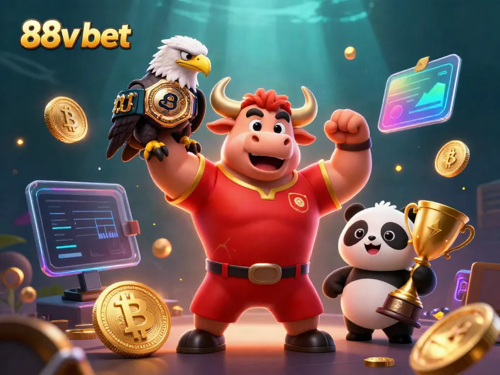 Engage in thrilling gameplay with 88v bet featuring a dynamic scene of vibrant characters and crypto elements.