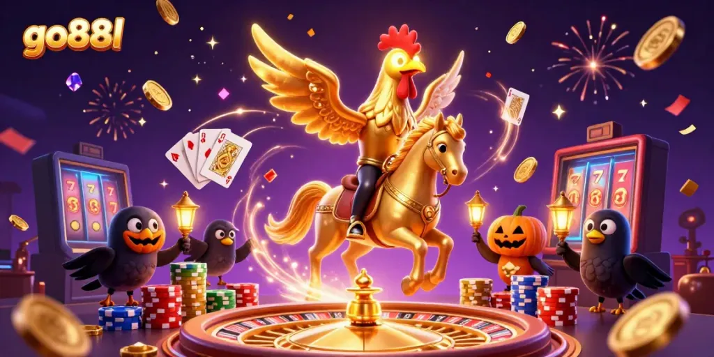 Experience thrilling casino action at go88l with vibrant slots and gaming elements in a magical scene.