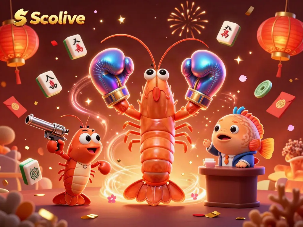 Socolive brings a vibrant online casino experience with cartoon characters and festive elements in a dynamic scene.
