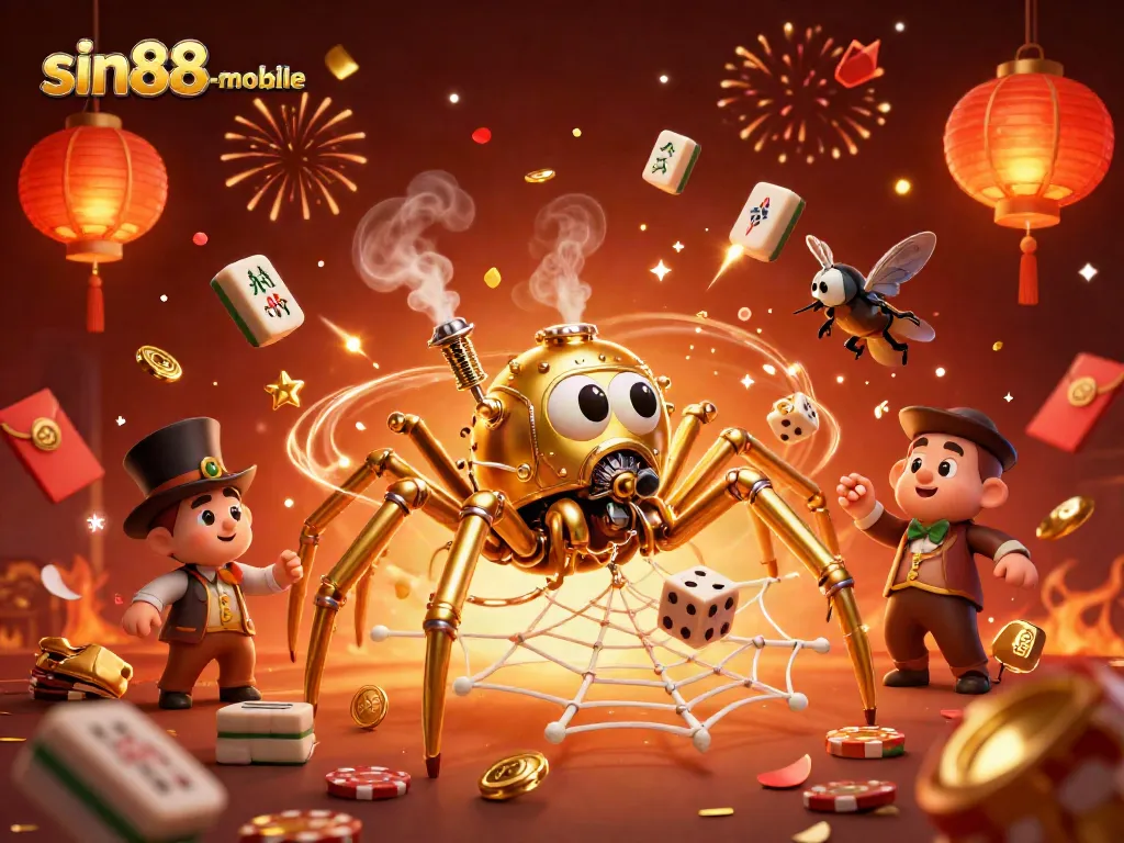 Experience the thrill of sin88-mobile with a vibrant 3D casino scene packed with excitement.