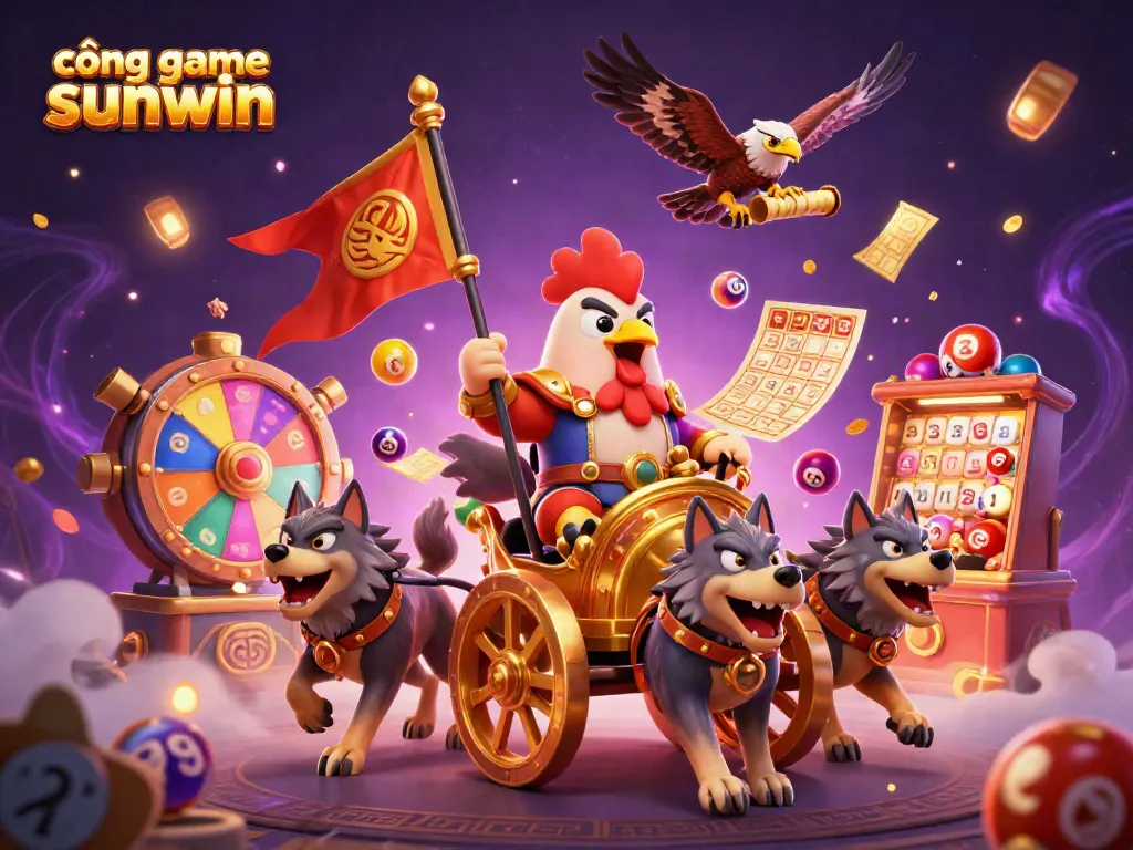 Experience the excitement of cổng game sunwin with dynamic lottery elements and a colorful backdrop.