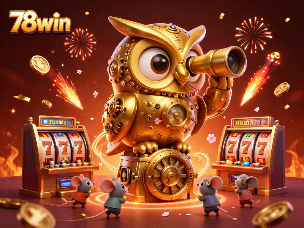 Engage in thrilling entertainment at 78win, featuring a dynamic casino illustration with gold elements.