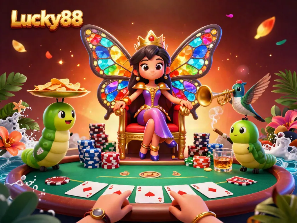 Experience the vibrant world of Lucky88 with enchanting characters and casino elements.