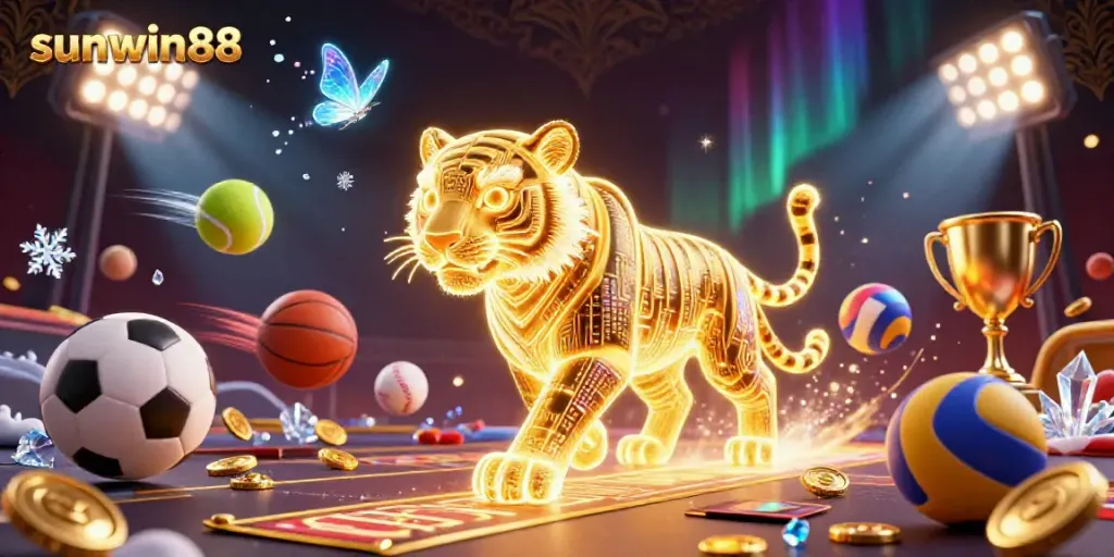 Experience thrilling gameplay at sunwin88 with vibrant casino elements and a dynamic digital landscape.