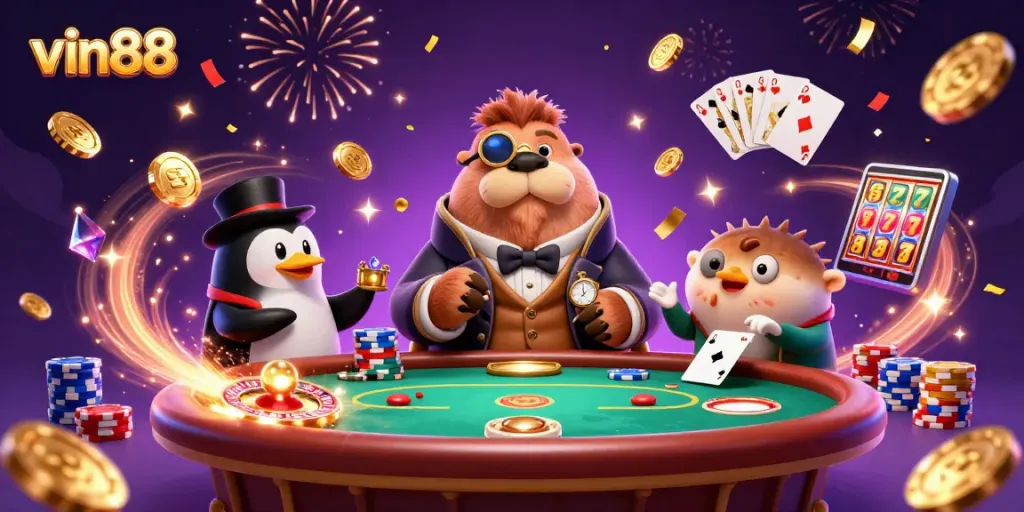 Experience thrilling gameplay at vin88 with colorful characters and casino excitement.