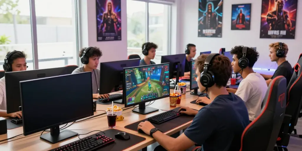Players experiencing the excitement of kilat404 in a vibrant gaming setup with colorful graphics and immersive atmosphere.