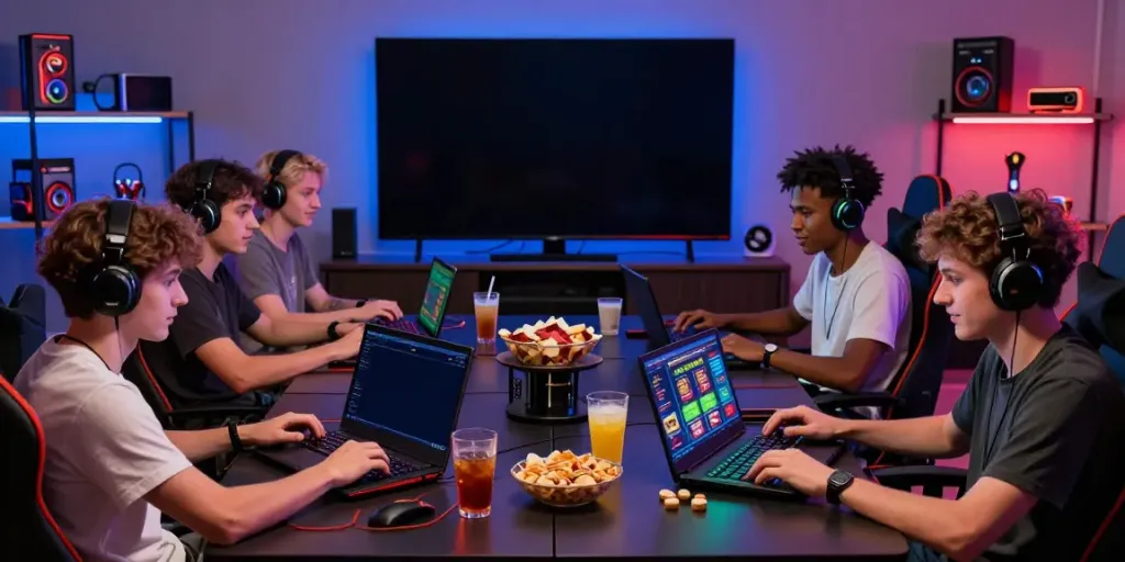 Suasana bermain game online mantul88 dengan teman-teman, penuh keceriaan dan interaksi.