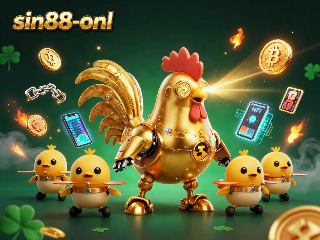 Experience thrilling gameplay at sin88-onl with a dynamic golden rooster robot and crypto elements.