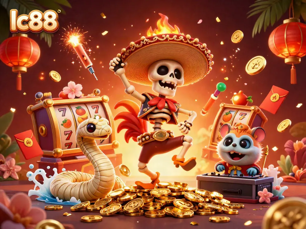 Experience the lively energy of lc88 with a victory dance by animated casino characters and vibrant game elements.