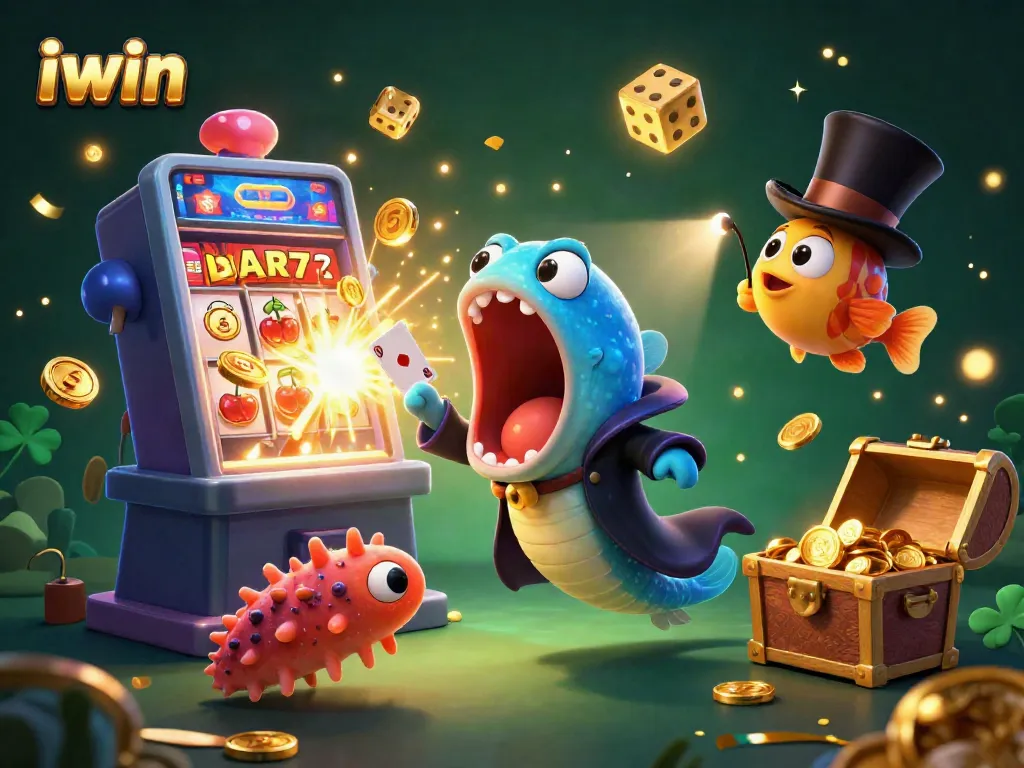 iwin's colorful casino scene with dazzling elements, showcasing vivid gaming excitement.