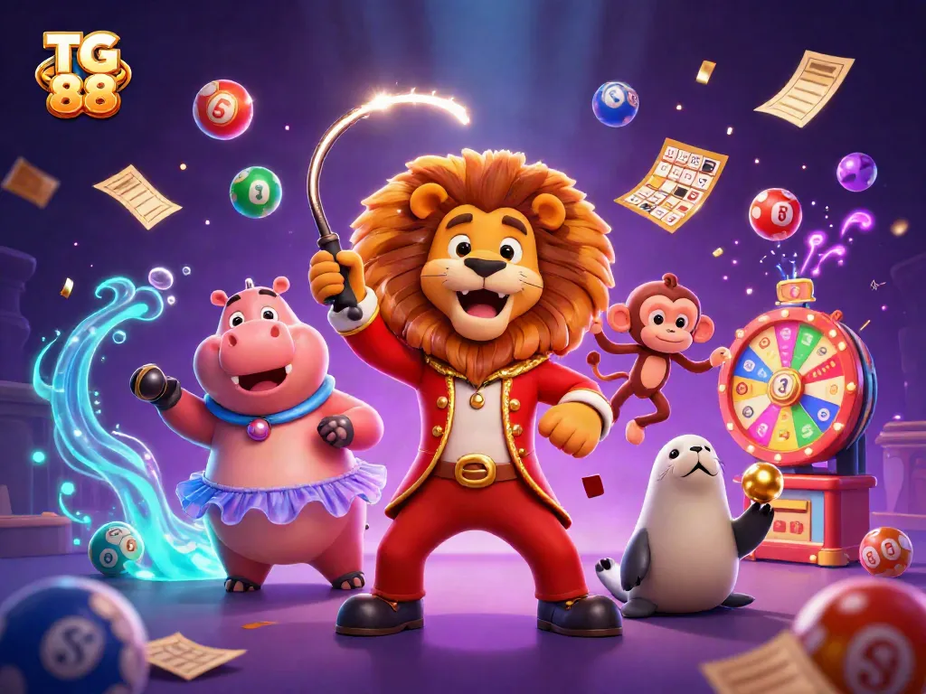 Experience exciting gameplay with TG 88 featuring cartoon characters in a lively casino scene.