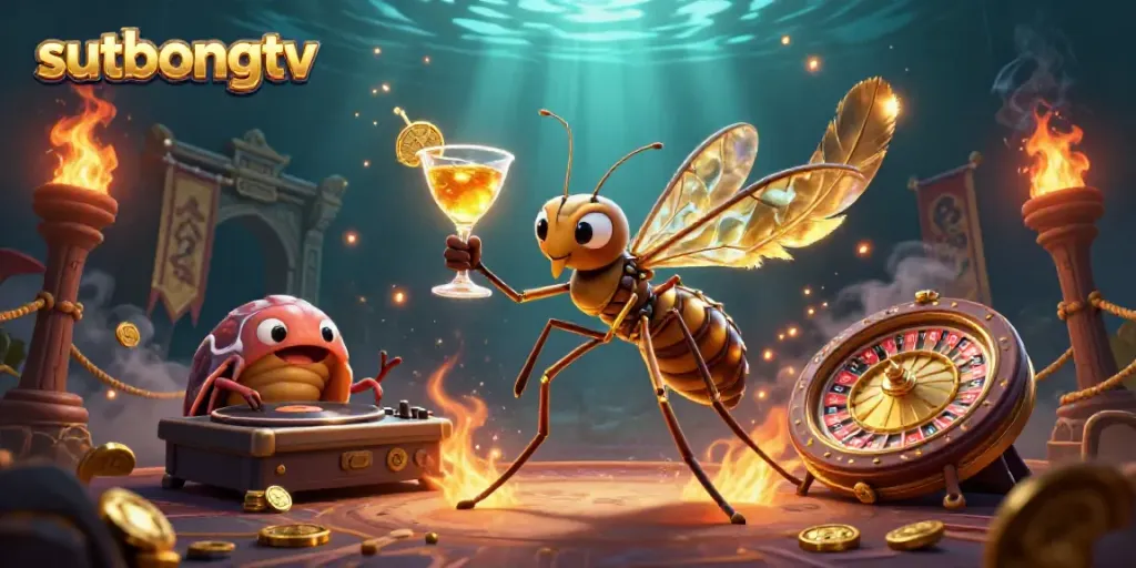 Experience the thrill of betting with sutbongtv's captivating 3D casino scene featuring vibrant characters and rich details.
