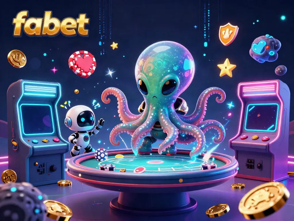 Experience exciting alien gambling with fabet at a vibrant holographic poker scene.