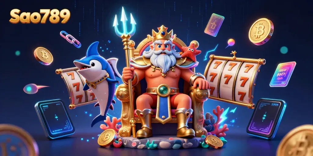 Sao789 captures the thrill of winning with exciting slot reels and underwater adventure elements.
