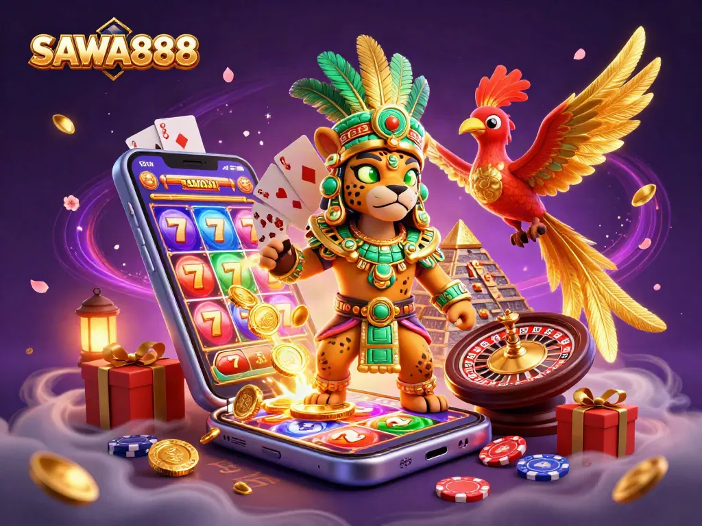 Experience the thrill of winning at SAWA888 with vibrant slot games and captivating 3D characters.