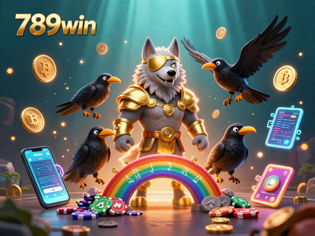 Engage with 789win gaming dynamics amidst crypto elements and vibrant casino scenes.
