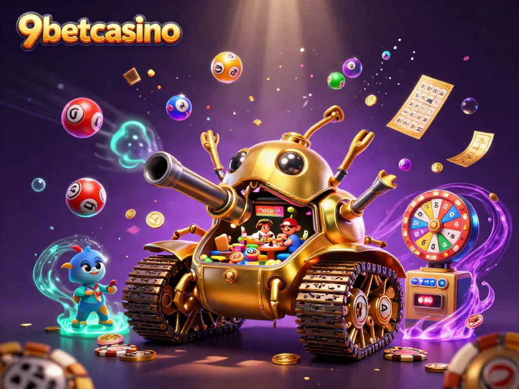 Experience the thrill of 9betcasino with our vibrant gaming scene featuring confetti and dynamic action.